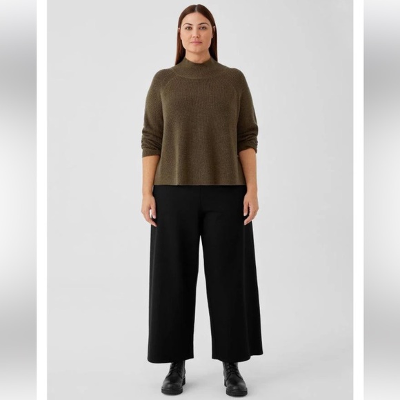 Eileen Fisher Sweaters - Eileen Fisher Cropped Merino Wool Mock Neck Sweater